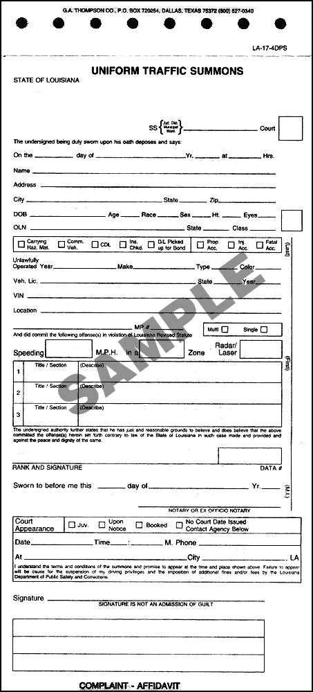2d 1341, 1342 (La. . State of louisiana state police summons